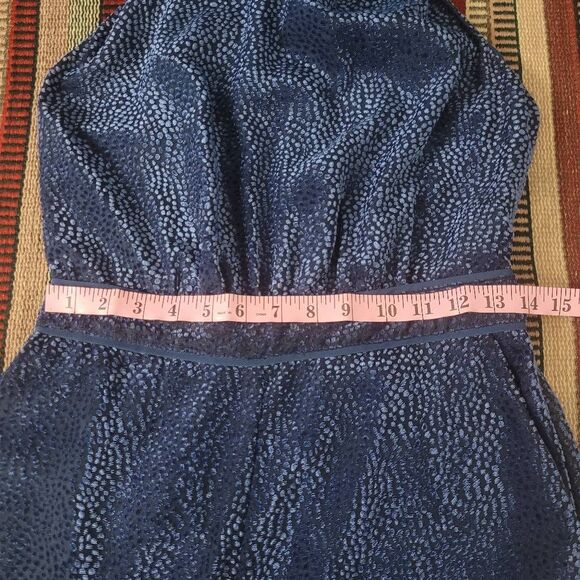 Anthropologie Velvet Nova Jumpsuit Sz 0 Navy Blue Textured Sleeveless Straight - Picture 9 of 13